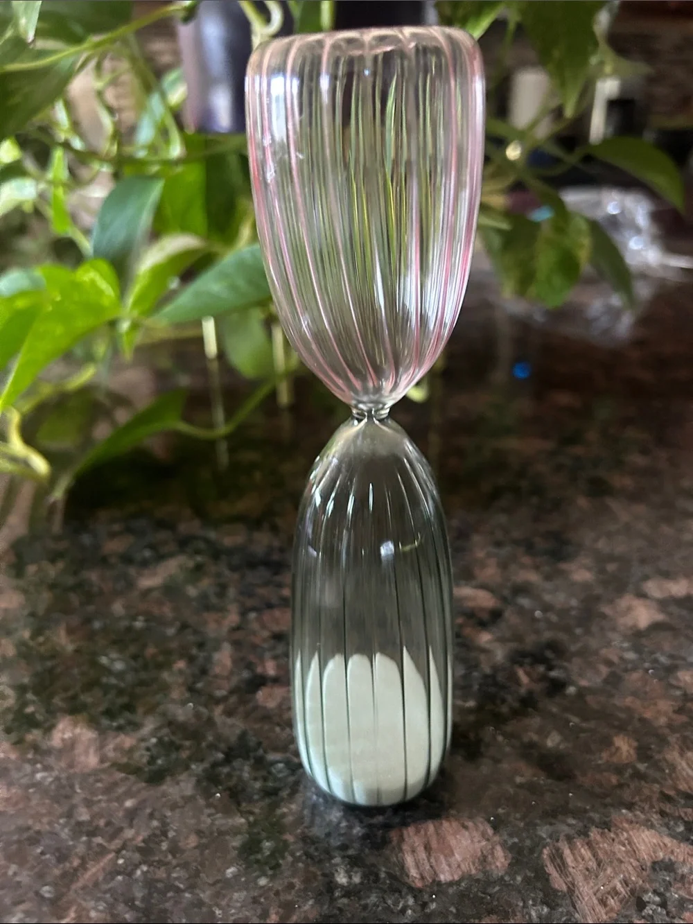 Hourglass Beveled Glass Sand Timer Subtle Pink Green Home Dining Decor Timer